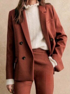 Sezane Wool Christie Jacket Blazer Brown Size 2